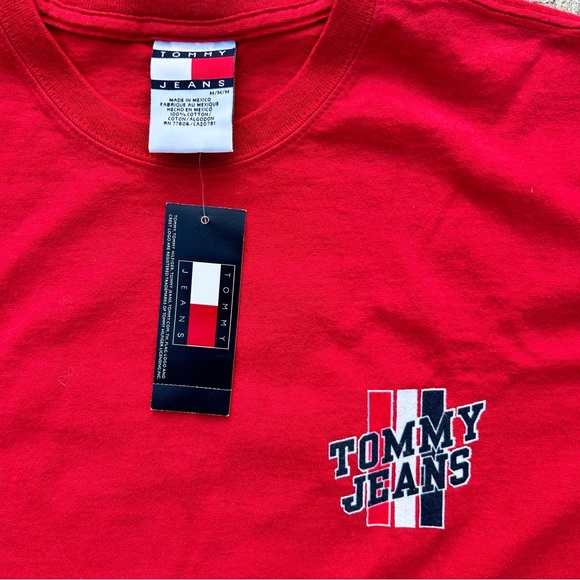 Vintage Tommy Hilfiger Jeans Men’s Medium Velvet Lettering Logo Shirt 90s Preppy - Picture 3 of 8